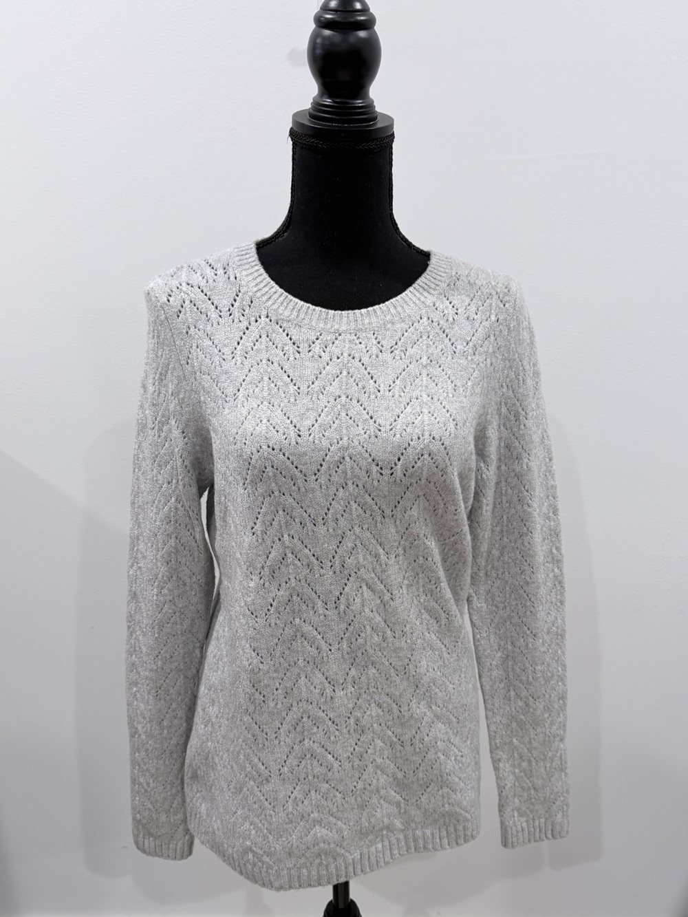 Talbot Light Gray Knit Crew Neck Sweater